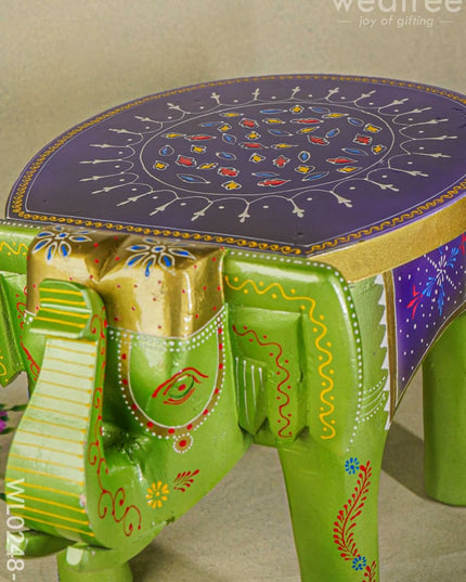 Hand Painted Elephant Stool - 15 Inch Wl0248-2 Wooden Decor