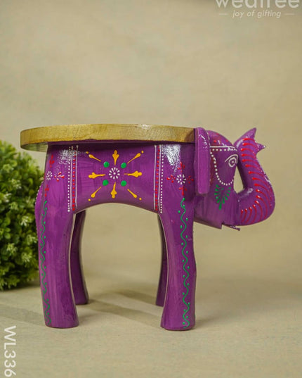 Hand Painted Elephant Stool - 8 Inch Wl3363 Wooden Stools