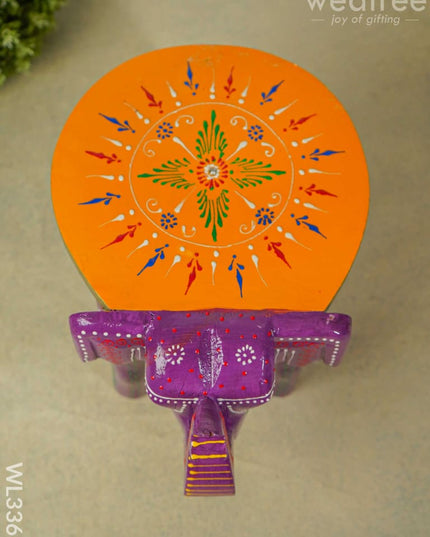 Hand Painted Elephant Stool - 8 Inch Wl3363 Wooden Stools