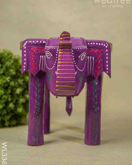Hand Painted Elephant Stool - 8 Inch Wl3363 Wooden Stools