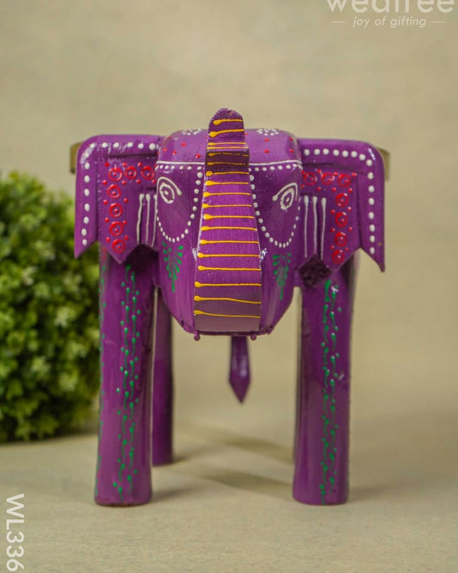 Hand Painted Elephant Stool - 8 Inch Wl3363 Wooden Stools