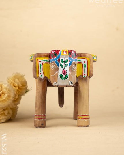 Hand Painted Elephant Stool - 8 inch - WL5223 - Elephant Stool