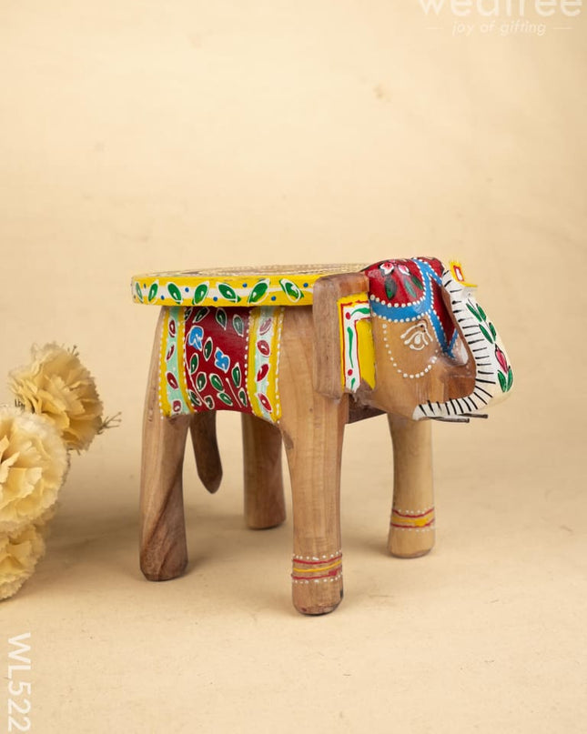 Hand Painted Elephant Stool - 8 inch - WL5223 - Elephant Stool