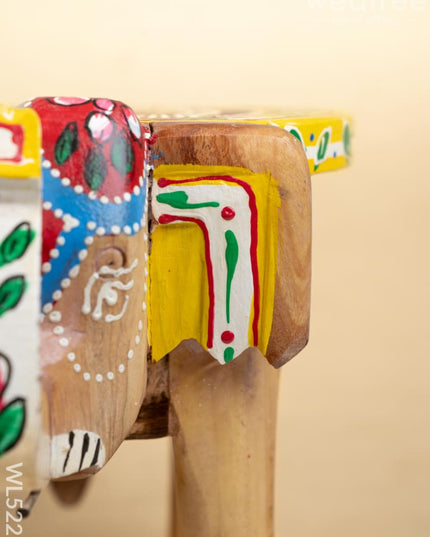 Hand Painted Elephant Stool - 8 inch - WL5223 - Elephant Stool