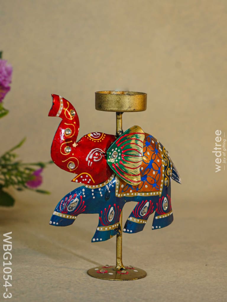 Hand-Painted Elephant T-Light Holder - Wbg1054-3 Candles