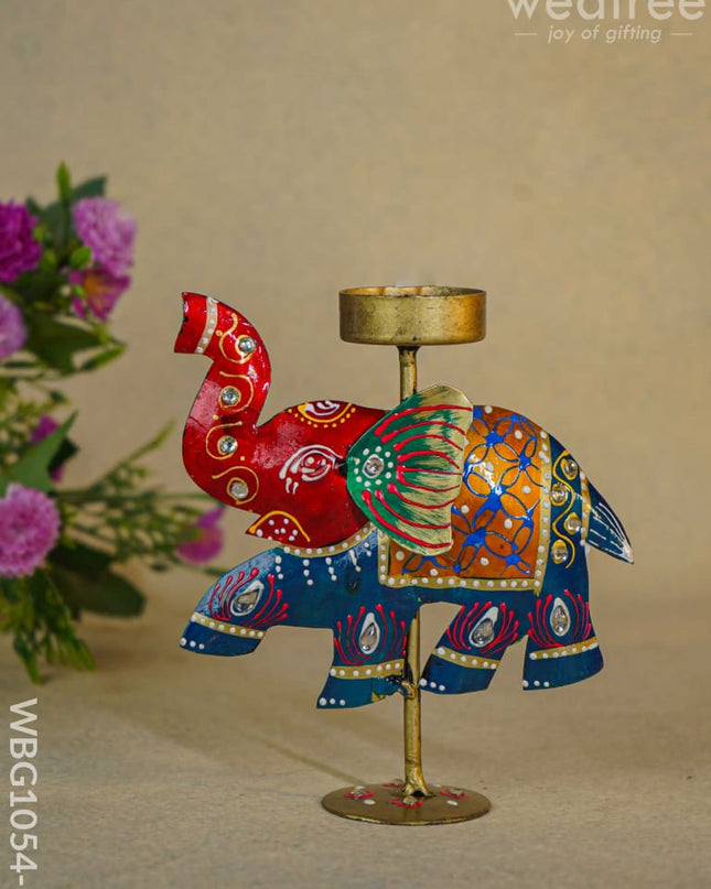 Hand-Painted Elephant T-Light Holder - Wbg1054-3 Candles