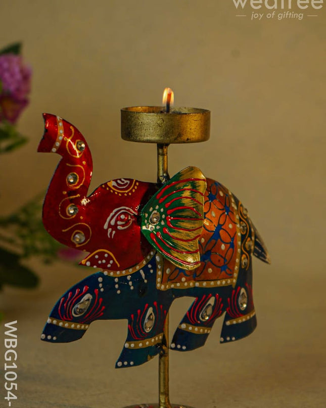 Hand-Painted Elephant T-Light Holder - Wbg1054-3 Candles
