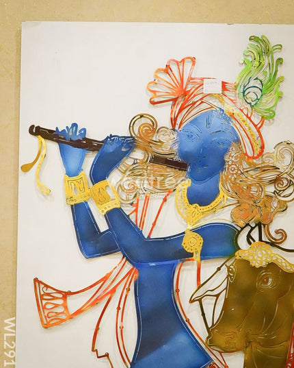 Hand-Painted Krishna Wall Hanging - Wl2912 Metal Decor
