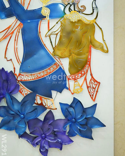 Hand-Painted Krishna Wall Hanging - Wl2912 Metal Decor