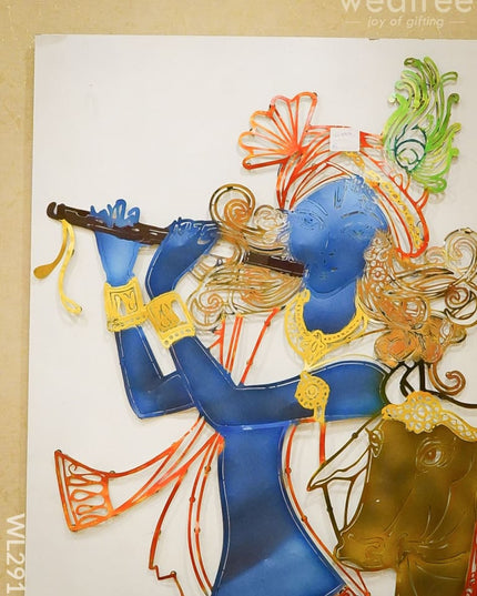 Hand-Painted Krishna Wall Hanging - Wl2912 Metal Decor