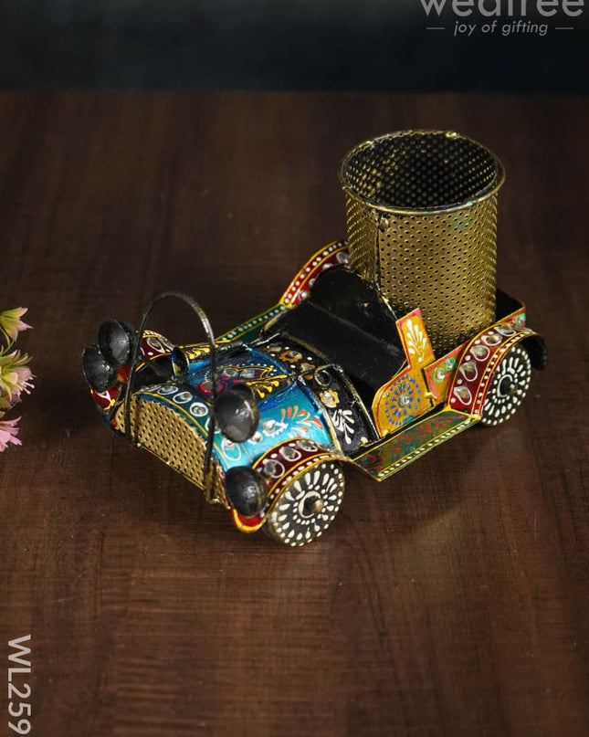 Hand Painted Metal Pen Stand - Jeep Wl2592 Decor Utility