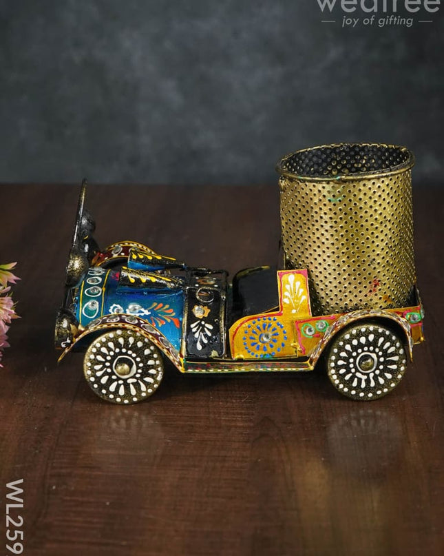 Hand Painted Metal Pen Stand - Jeep Wl2592 Decor Utility