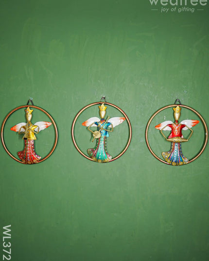 Handpainted Ring Musicians Wall Hanging Frame - Set Of 3 Wl3723 Metal Decor