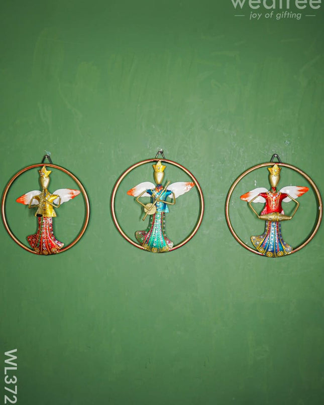 Handpainted Ring Musicians Wall Hanging Frame - Set Of 3 Wl3723 Metal Decor