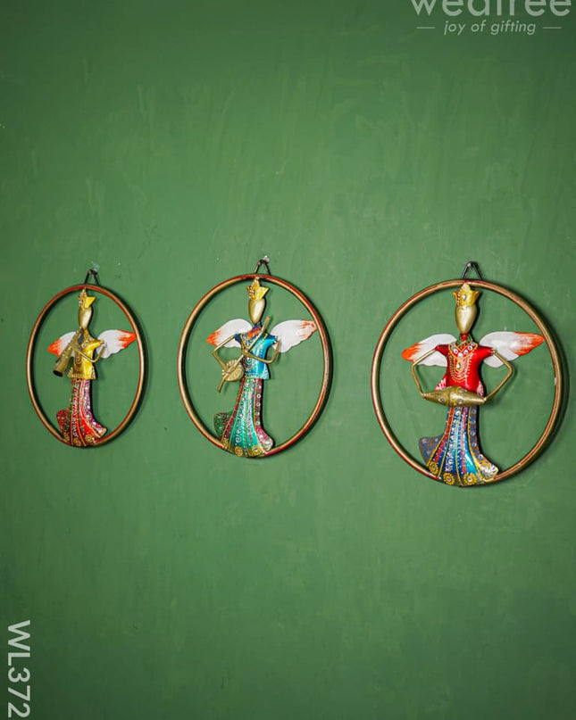 Handpainted Ring Musicians Wall Hanging Frame - Set Of 3 Wl3723 Metal Decor