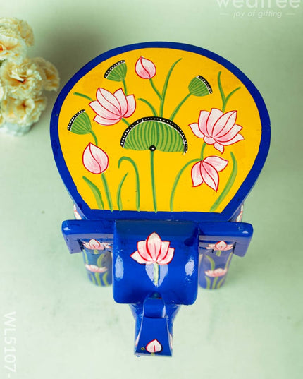 Hand Painted Pichwai Elephant Stool - Big - Blue - WL5107-2 Elephant Stool