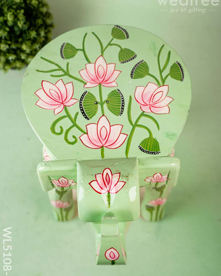 Hand Painted Pichwai Elephant Stool - Big - Green - WL5108-2 Elephant Stool