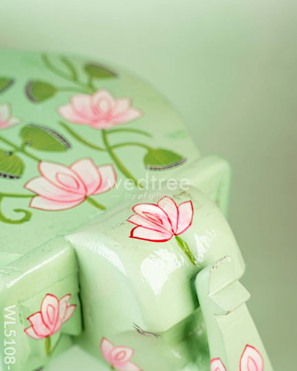 Hand Painted Pichwai Elephant Stool - Big - Green - WL5108-2 Elephant Stool