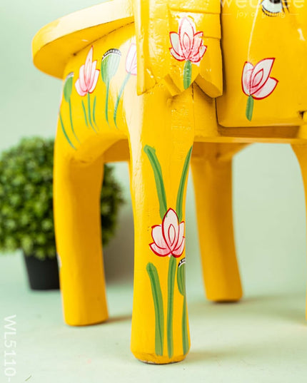 Hand Painted Pichwai Elephant Stool - Big - Yellow - WL5110-2 Elephant Stool