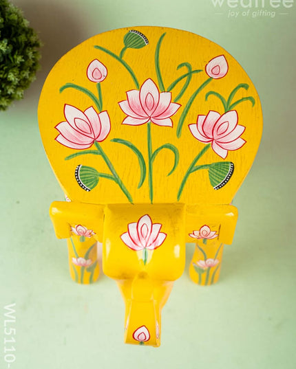 Hand Painted Pichwai Elephant Stool - Big - Yellow - WL5110-2 Elephant Stool