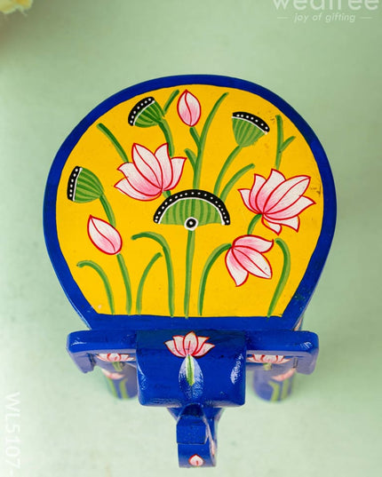 Hand Painted Pichwai Elephant Stool - Small - Blue - WL5107-1 Elephant Stool