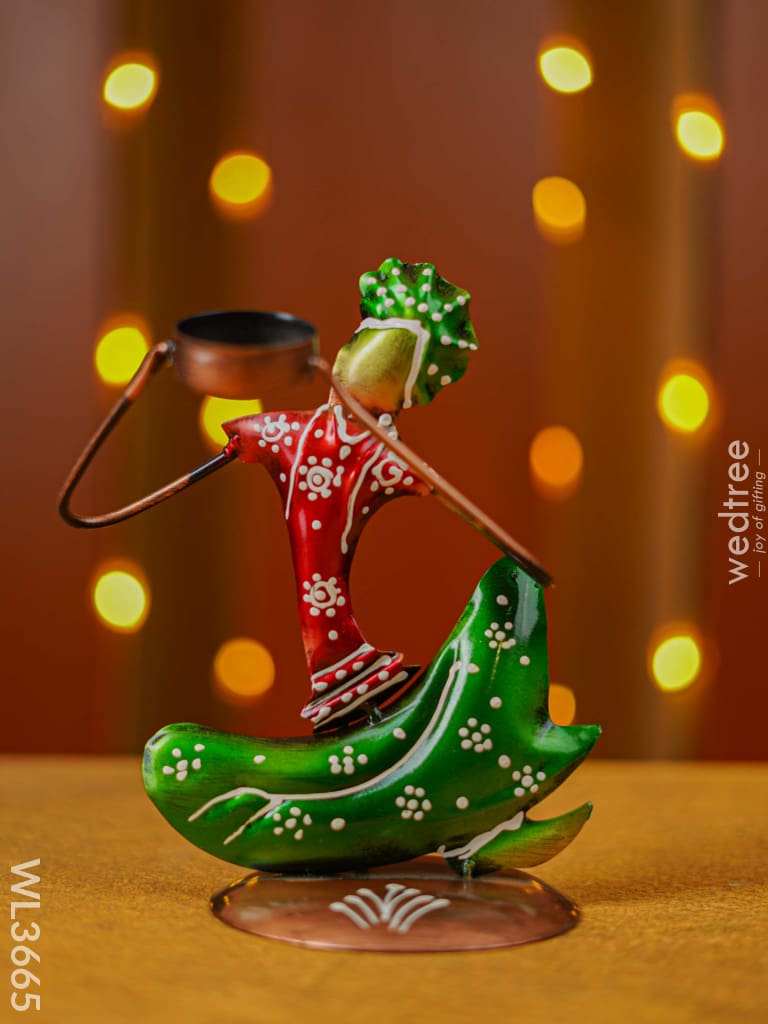 Handpainted Musician Candle Holder - Wl3665 Metal Decor Utility