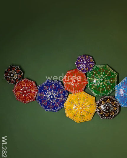 Hand Painted Umbrella Wall Hanging - Stone Work Wl2822 Metal Decor