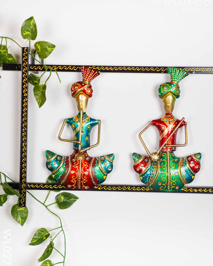 Hand Painted Wall Hanging Frame of Rajasthani Musicians - WL0278 Metal Decor Hanging