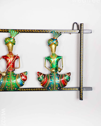 Hand Painted Wall Hanging Frame of Rajasthani Musicians - WL0278 Metal Decor Hanging