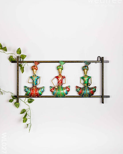 Hand Painted Wall Hanging Frame of Rajasthani Musicians - WL0278 Metal Decor Hanging