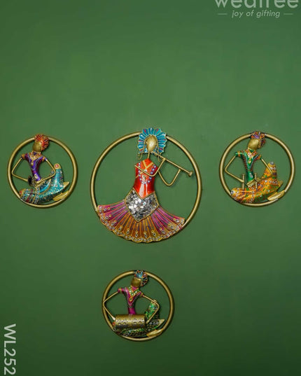 Handpainted Wall Hanging Musicians - Set Of 4 Wl2525 Metal Decor
