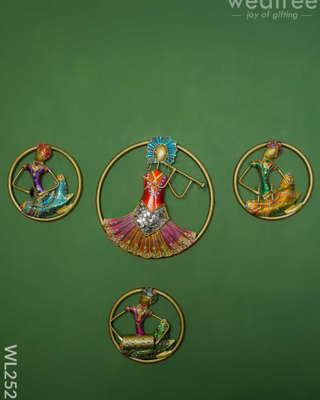 Handpainted Wall Hanging Musicians - Set Of 4 Wl2525 Metal Decor