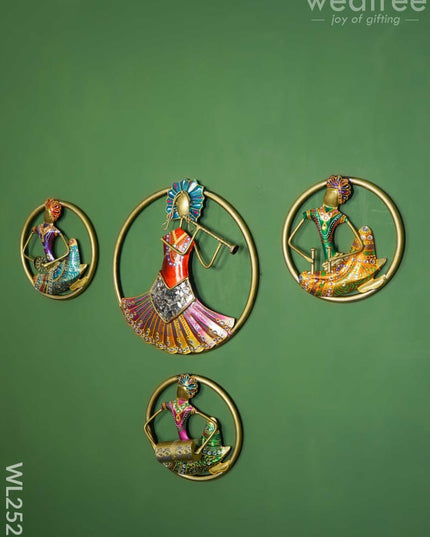 Handpainted Wall Hanging Musicians - Set Of 4 Wl2525 Metal Decor