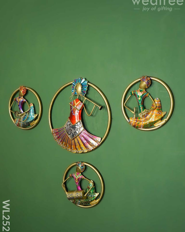 Handpainted Wall Hanging Musicians - Set Of 4 Wl2525 Metal Decor