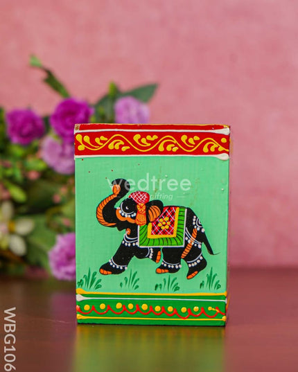 Hand Painted Wooden Elephant Pen Stand - Wbg1060 Stands