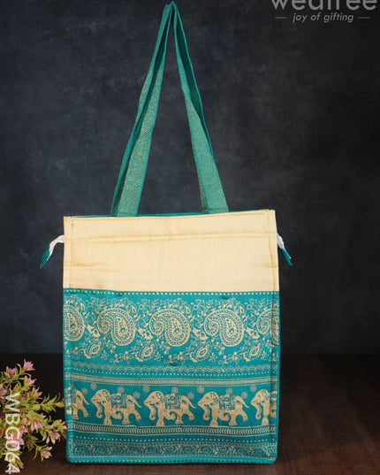 Handbag With All Over Elephant And Floral Prints (14 X 12 1.5) - Wbg0643 Hand Bags