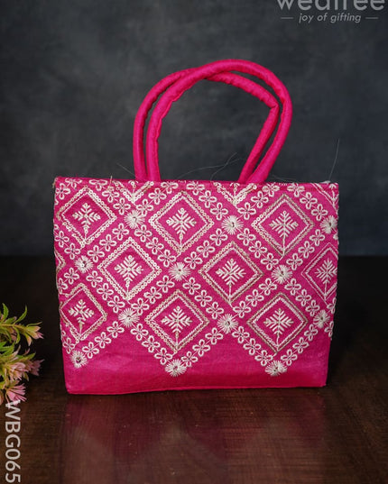 Handbag With Chikankari Work (Assorted) - Wbg0652 Hand Bags