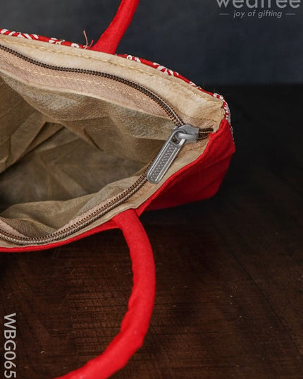 Handbag With Chikankari Work (Assorted) - Wbg0652 Hand Bags