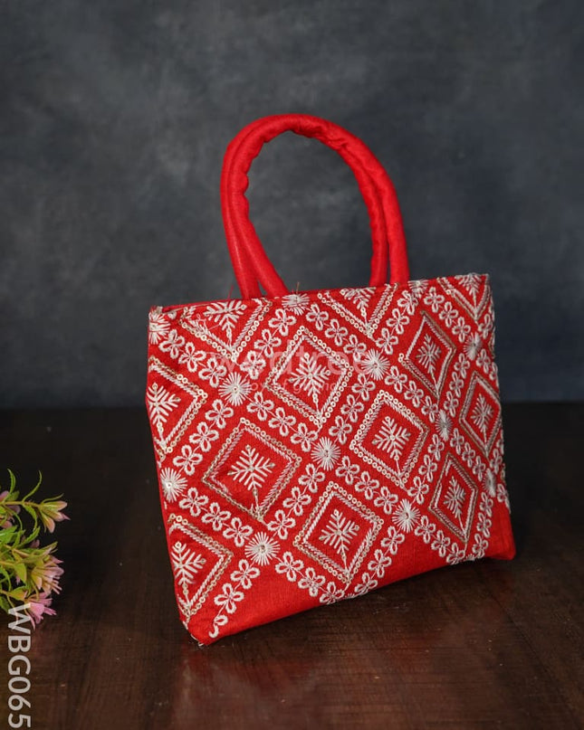 Handbag With Chikankari Work (Assorted) - Wbg0652 Hand Bags