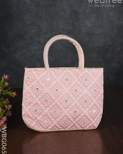 Handbag With Chikankari Work (Assorted) - Wbg0652 Hand Bags