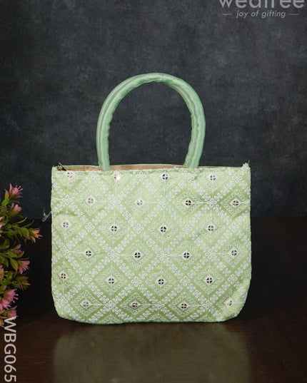 Handbag With Chikankari Work (Assorted) - Wbg0652 Hand Bags