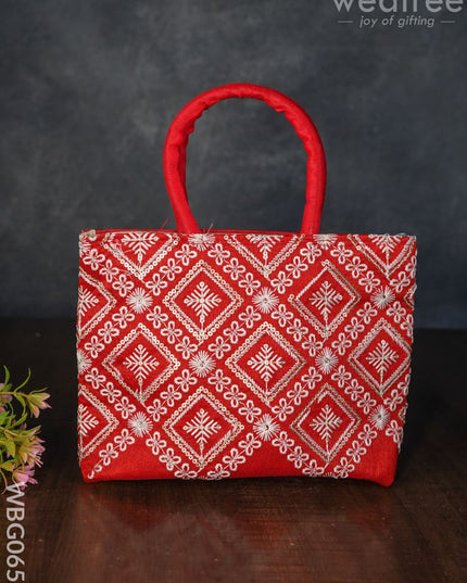 Handbag With Chikankari Work (Assorted) - Wbg0652 Hand Bags