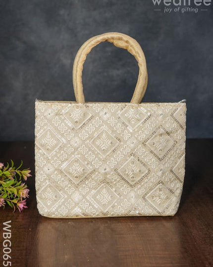 Handbag With Chikankari Work (Assorted) - Wbg0652 Hand Bags