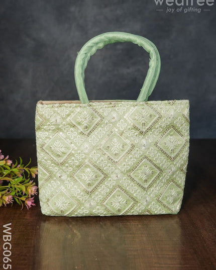 Handbag With Chikankari Work (Assorted) - Wbg0652 Hand Bags