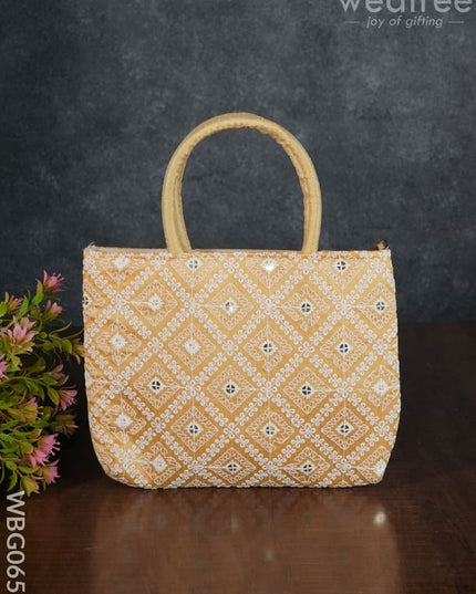 Handbag With Chikankari Work (Assorted) - Wbg0652 Hand Bags