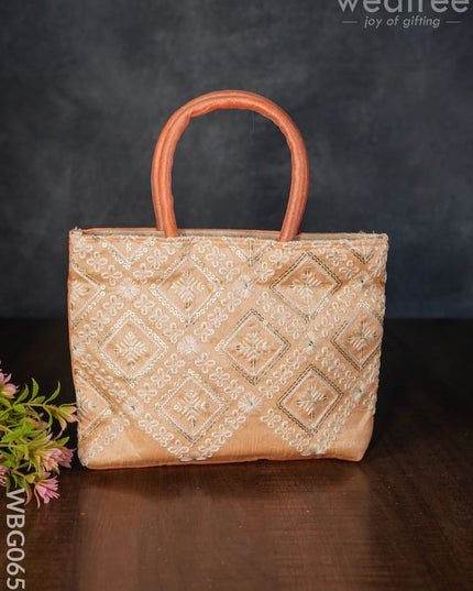 Handbag With Chikankari Work (Assorted) - Wbg0652 Hand Bags