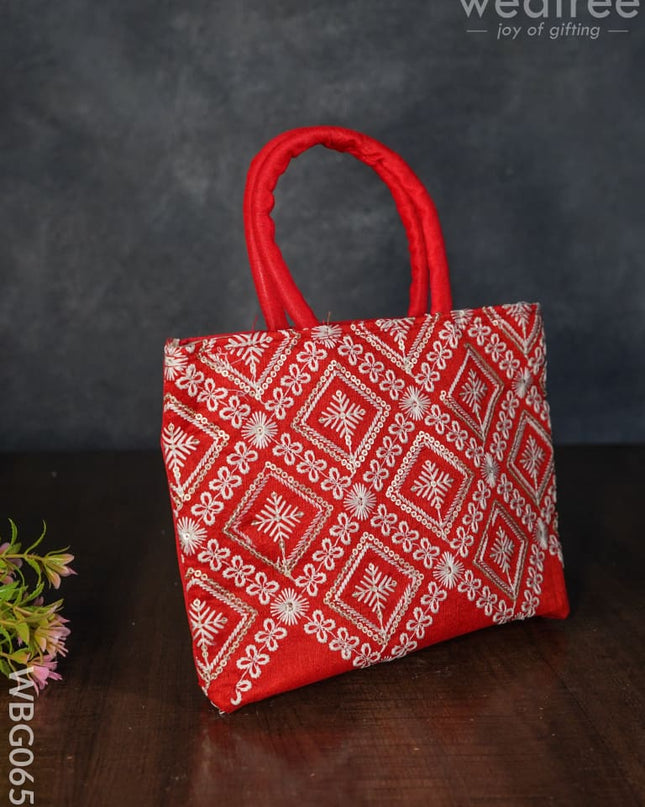 Handbag With Chikankari Work (Assorted) - Wbg0652 Hand Bags