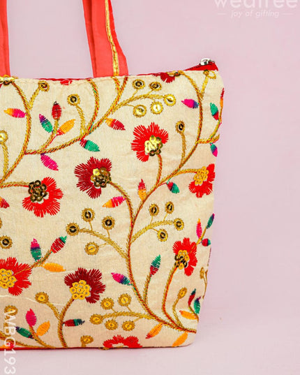 Handbag with Embroidery Design - 10x7 inch - WBG1933 - Hand Bags