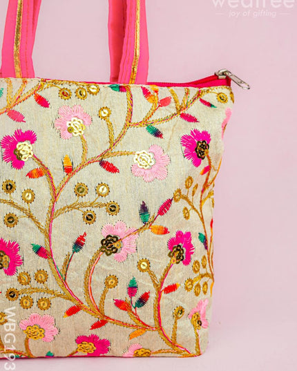 Handbag with Embroidery Design - 10x7 inch - WBG1933 - Hand Bags
