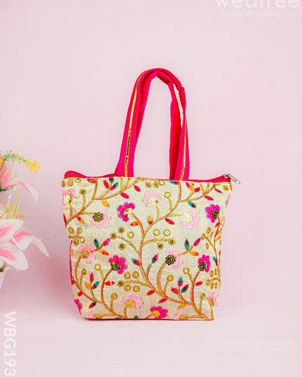 Handbag with Embroidery Design - 10x7 inch - WBG1933 - Hand Bags
